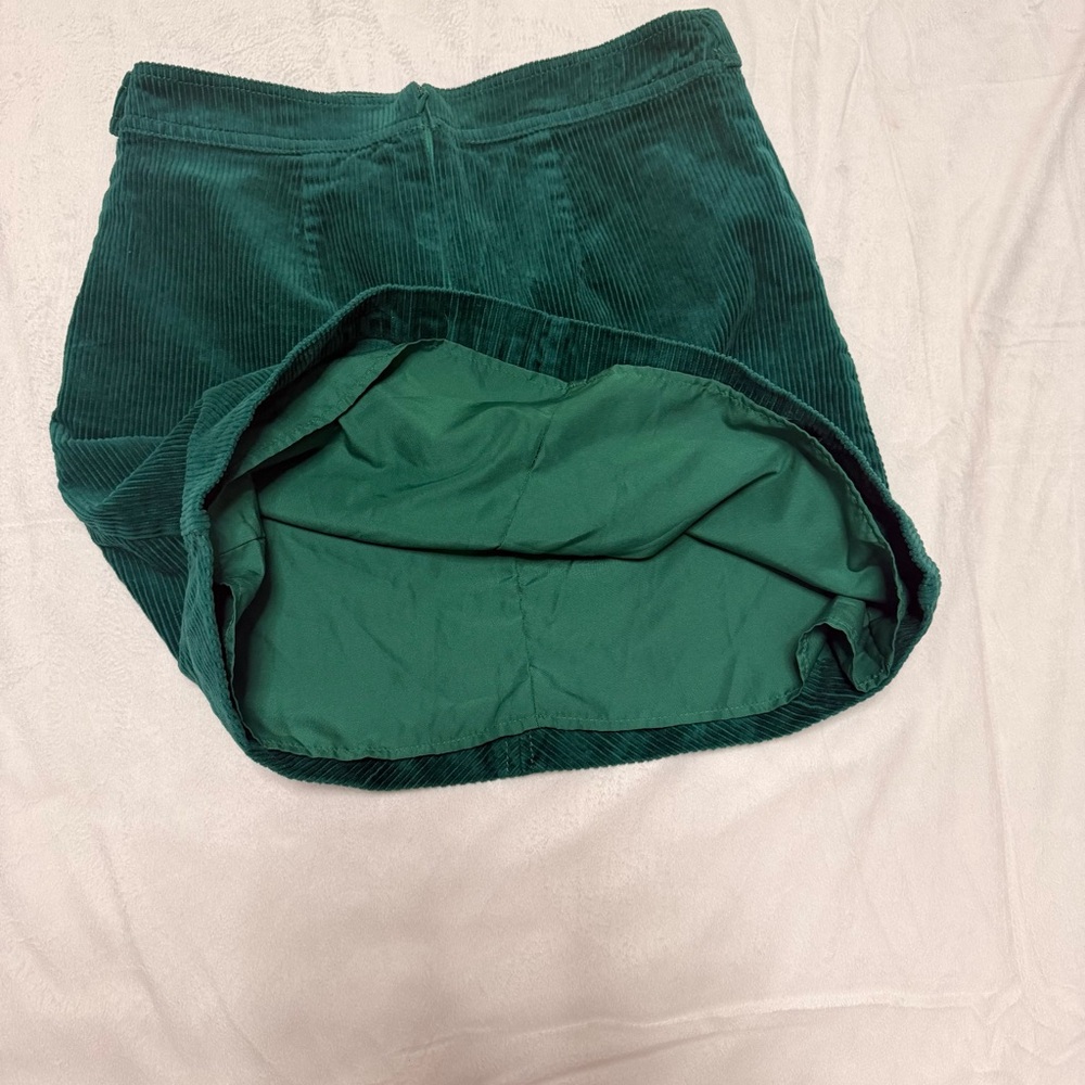LOFT Forest Green Corduroy Mini Skirt Sz 4 Button Detail Lined Cotttagecore - Picture 6 of 8